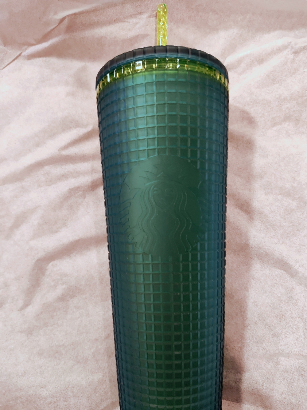 Starbucks Matte Forest Green Studded Tumbler with Lime Straw